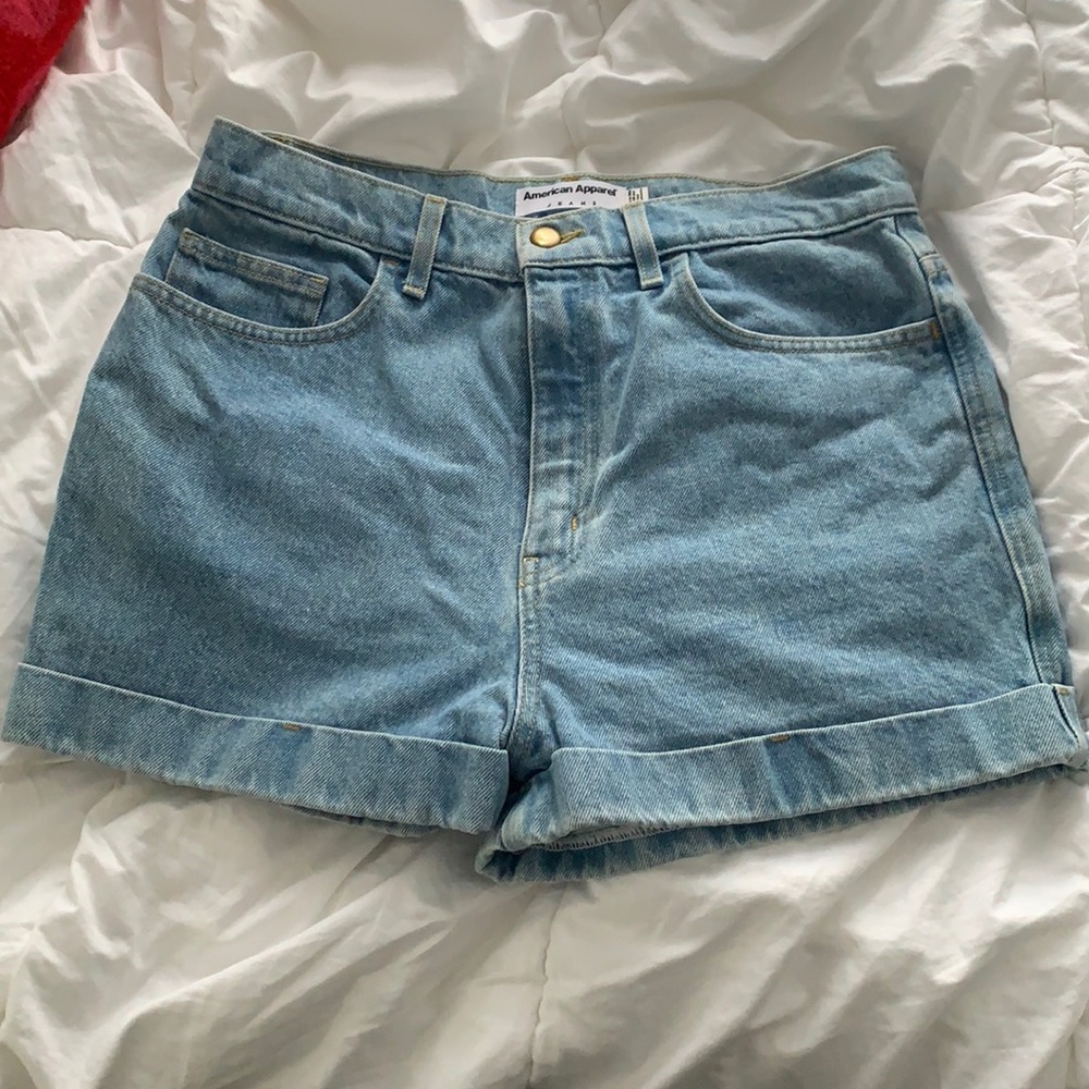 American Apparel light wash jean shorts